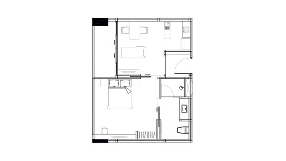 Планировка квартиры 1 спальня в ЖК 8 Atelier Residence № 11005 (2D)