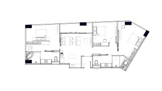 Планировка квартиры 3 спальни в ЖК 8 Atelier Residence № 11009