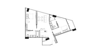 Планировка квартиры 2 спальни в ЖК 8 Atelier Residence № 11008